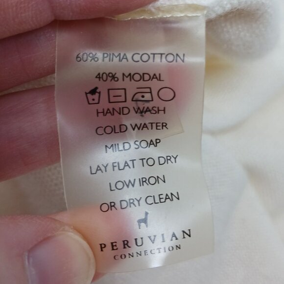 Peruvian Connection Cream DORSAY Midi Knit Skirt Medium Pima Cotton Modal Blend - Picture 7 of 14